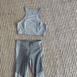 Outdoor Voices Two Tone Leggings and Crop Bra